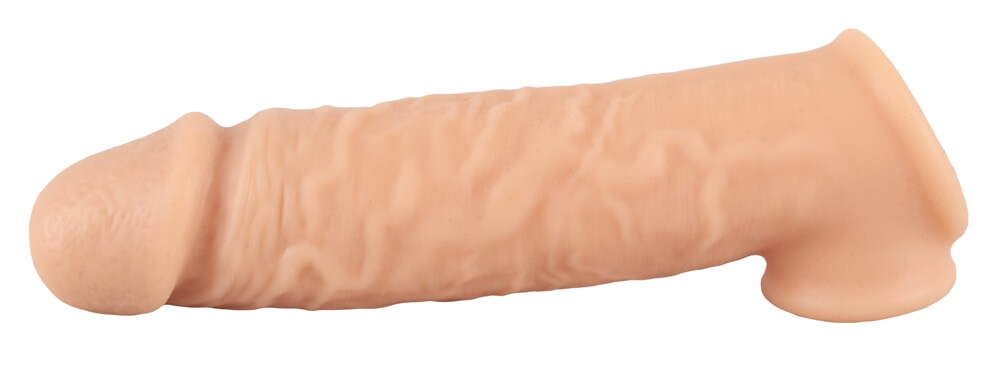 Realistixxx - návlek na penis s krúžkom na semenníky - 16cm (telová farba)