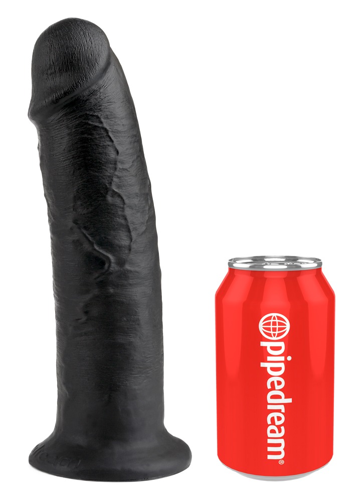King Cock 10 - veľké dildo so semenníkmi s prísavkou (25cm) - čierne