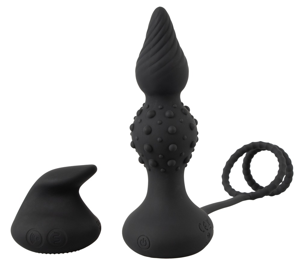 Rebel 2v1 - Rádiom riadený análny vibrátor s krúžkom na penis (čierny)