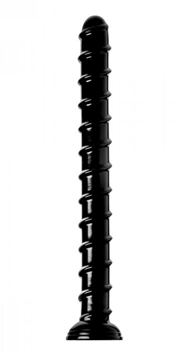 Hosed Swirl Anal Snake 18 - zakrútené, upínacie, dlhé análne dildo (čierne)