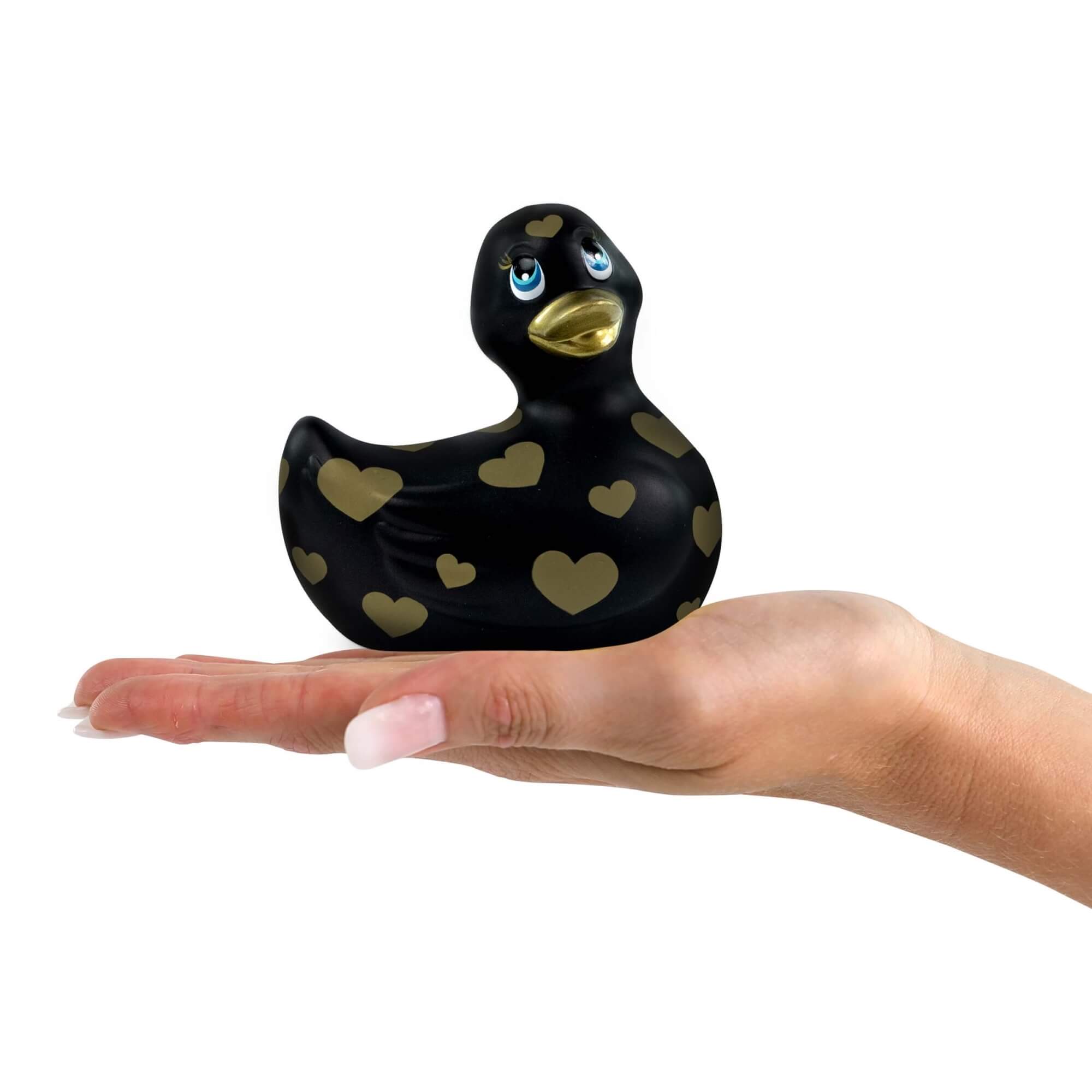 My Duckie Romance 2.0 - vodotesný vibrátor na klitoris - kačička so srdiečkami (čierno-zlatá)